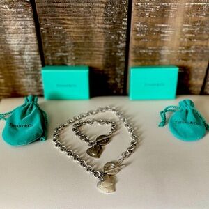 Tiffany & Co. Double Heart Tag Toggle necklace & bracelet set